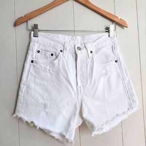 Levi's Women's White Distressed Jean Shorts-Size S